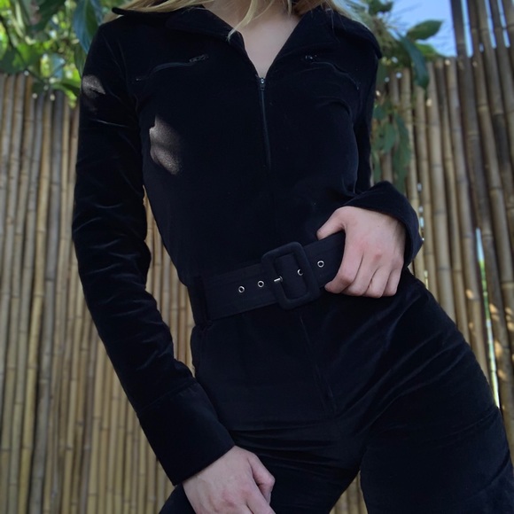Vintage 60s Black Zip Playsuit